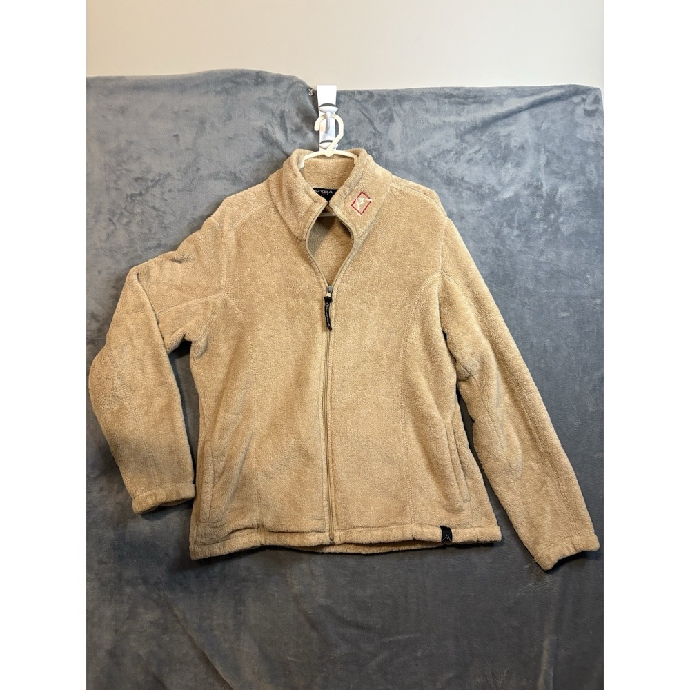 Avalanche Wear Womens Full Zip Fleece Jacket Beige Tan Activewear Sweatshirt L